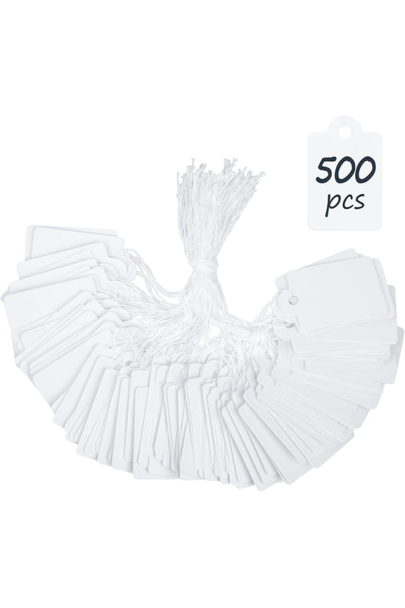 200 Pcs Price Tags 2.5 cm Writable Price Labels White Price Display Tags for Pricing Clothing Jewelry Garage Supplies Gifts Blank Shipping Tags Merchandise Marking Tags with Hanging Strings