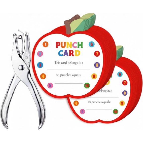 200 Pcs Punch Cards for Classroom Bulk, Apple