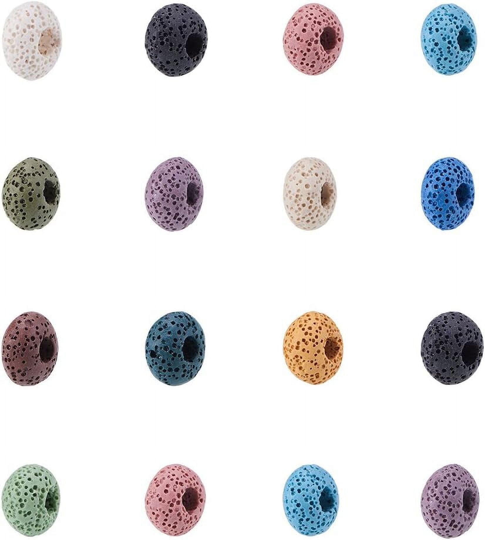 200 Pcs Random Mixed Color Lava Gemstone Beads 15mm Hair Beads for Braids Large Hole European Beads Rondelle Loose Beads for Jewelry Making