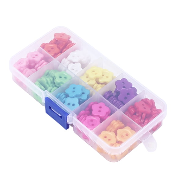 200 Pcs Resin Flower Buttons 14mm / 0.55 in Sewing Fasteners for Crafts DIY Clothing Storage Box Included