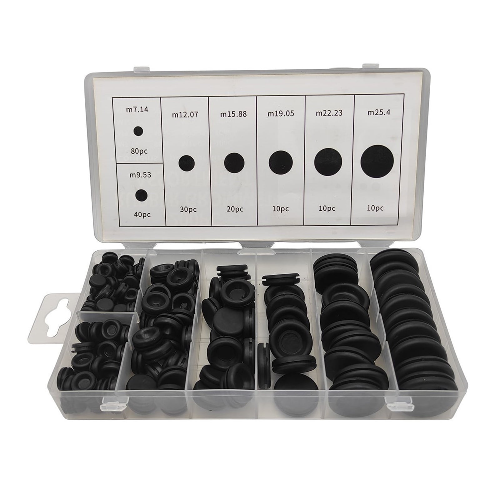 200 Pcs Round Closed Rubber Grommet Electrical Wire Gasket Firewall Hole Plug for Wiring, Automotive Easy to Use