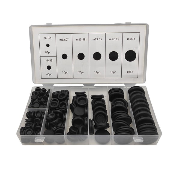200 Pcs Round Closed Rubber Grommet Electrical Wire Gasket Hole Plug for Wiring, Automotive Easy to Use