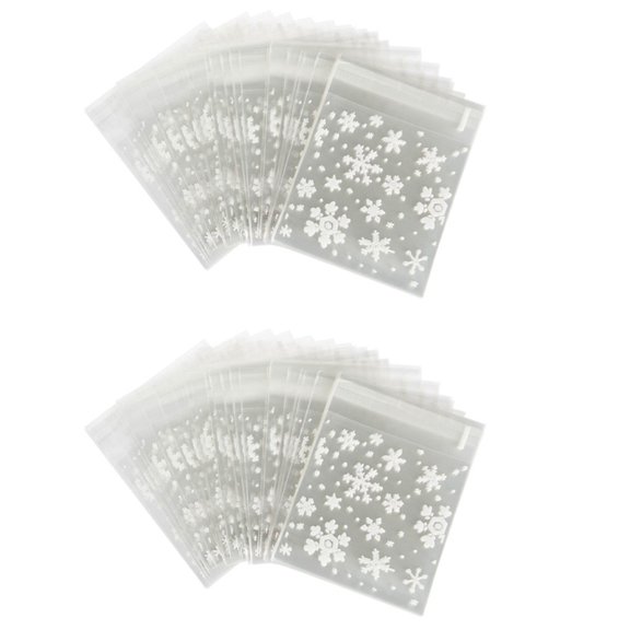 200 Pcs Sachets Pouches White Snowflake Packaging Bag for Cookies Christmas Candies