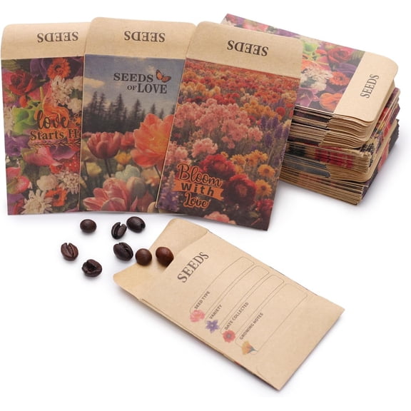 200 Pcs Seed Envelopes, Seed Packets Self-adhesive Sealing Small Seed Saving Envelopes for Storage, 2x3 Inch Brown Kraft Paper Collecting Bags for Flower Vegetable Seeds Organizer