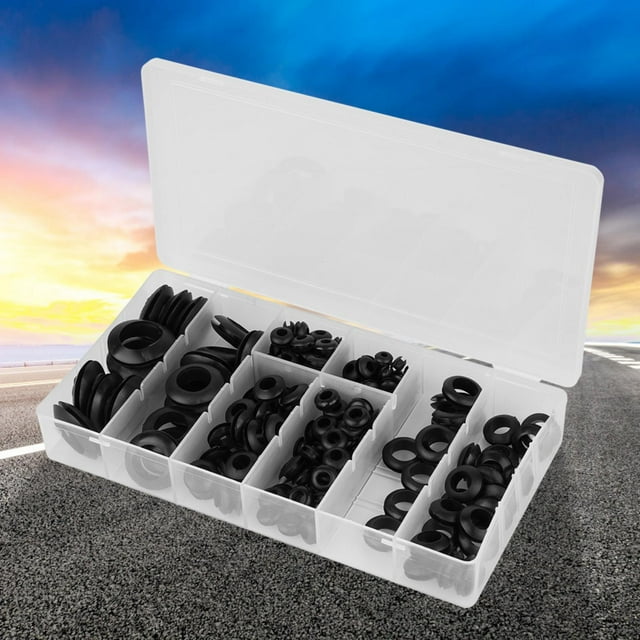 200 Pcs/Set Rubber Grommet, Assorted Circular Rubber Grommet, Grommet