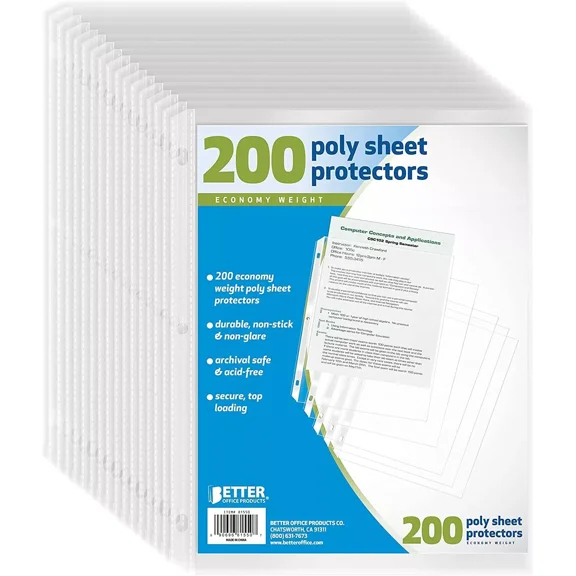 200 Pcs Sheet Protectors 11X8.5 Clear Page 3 Ring Binder Plastic Sleeves New