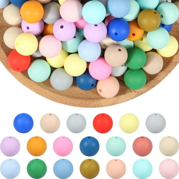200 Pcs Silicone Beads Round Silicone Beads Bulk 20 Colors Silicone Loose Beads Soft Silicone Bead Set 15mm Round Beads Set Cute Silicone Craft Beads for DIY Necklace Bracelet Jewelry Making Supplies