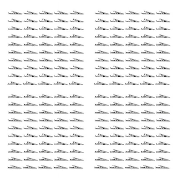 200 Pcs Silver Tone Metal Alligator Clip Clamps,200 Pcs x Alligator Clips,Silver Tone