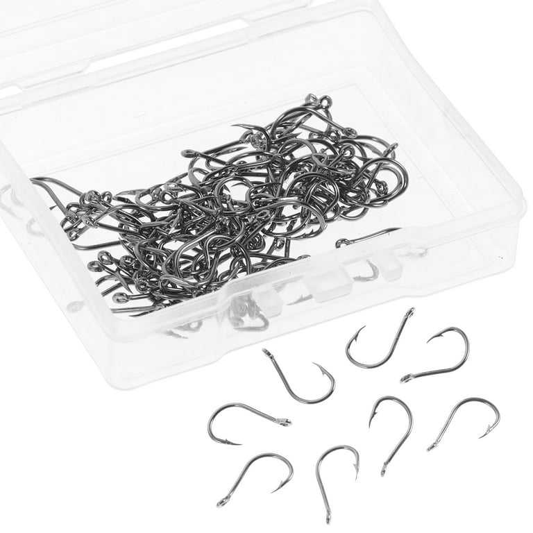 NOBRAND 200 Pcs Small Fishing Hooks Freshwater Weights Gear with Barbs Saltwater Equipment, Men's, Size: 1.2x0.7cm, Black