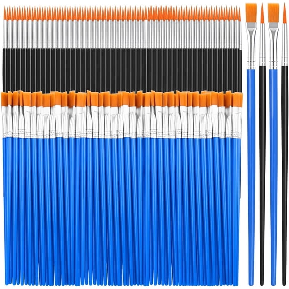 200 Pcs Small Paint Brushes Bulk, Kids Paint Brushes Detail Fine Brushes with Flat and Round Tip Acrylic Paint Brushes Set for Classroom Water Color Canvas Painting Touch Up