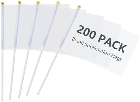 200 Pcs Solid White Blank Sublimation Flags Small Hand Held Sublimation ...