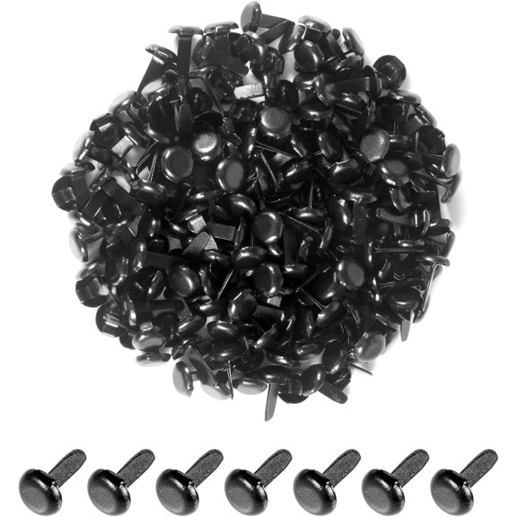 200 Pcs Split Pins Pastel Metal Brad Fasteners Mini Brads, Round Brads for Paper Craft DIY Stamping Scrapbooking (Black, 8 X 12 mm)