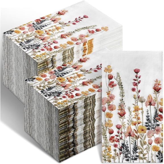 200 Pcs Spring Flowers Paper Guest Napkins Disposable Hand Towels for Bathroom Paper Disposable Guest Towels Napkins for Spring and Summer Wedding Bathroom Birthday Dinner Party