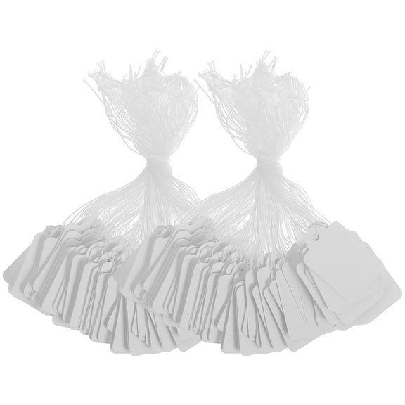 200 Pcs Strung Marking Tags Yard Sale Paper Label Rope Labels White