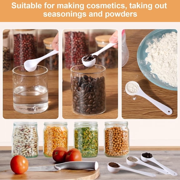 200 Pcs Teaspoon Measuring Spoons Bulk Reusable Plastic Scoop Measuring Spoons Long Handle Plastic Scoop for Cosmetics Coffee Sugar Spices Protein((5 ml / 5 cc/ 1 Tsp)$$Home Decor, Kitchen, & Other