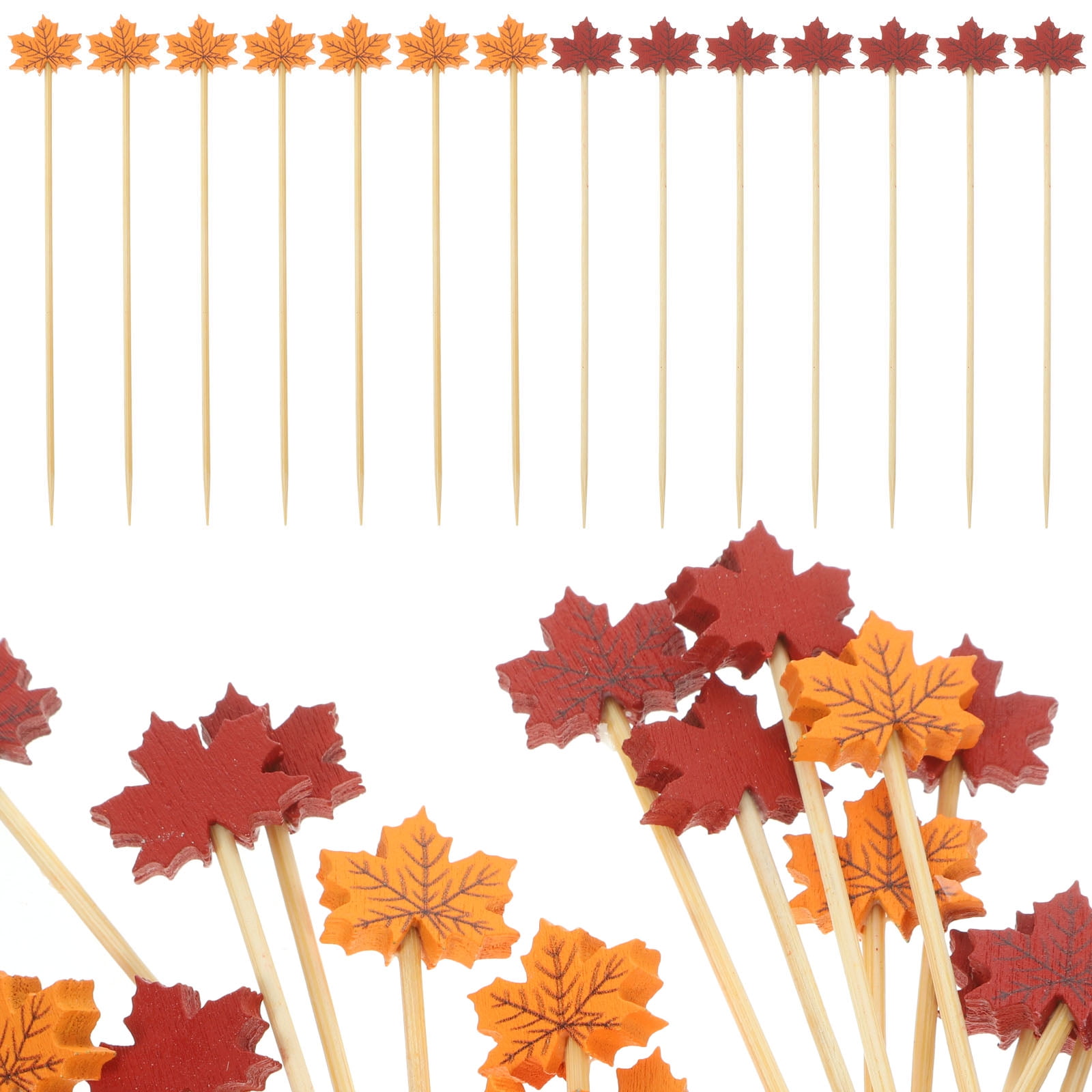 Toothpick Sign 200 Pcs Thanksgiving Maple Leaf Fruit Sign Wine Party Decoration ...
