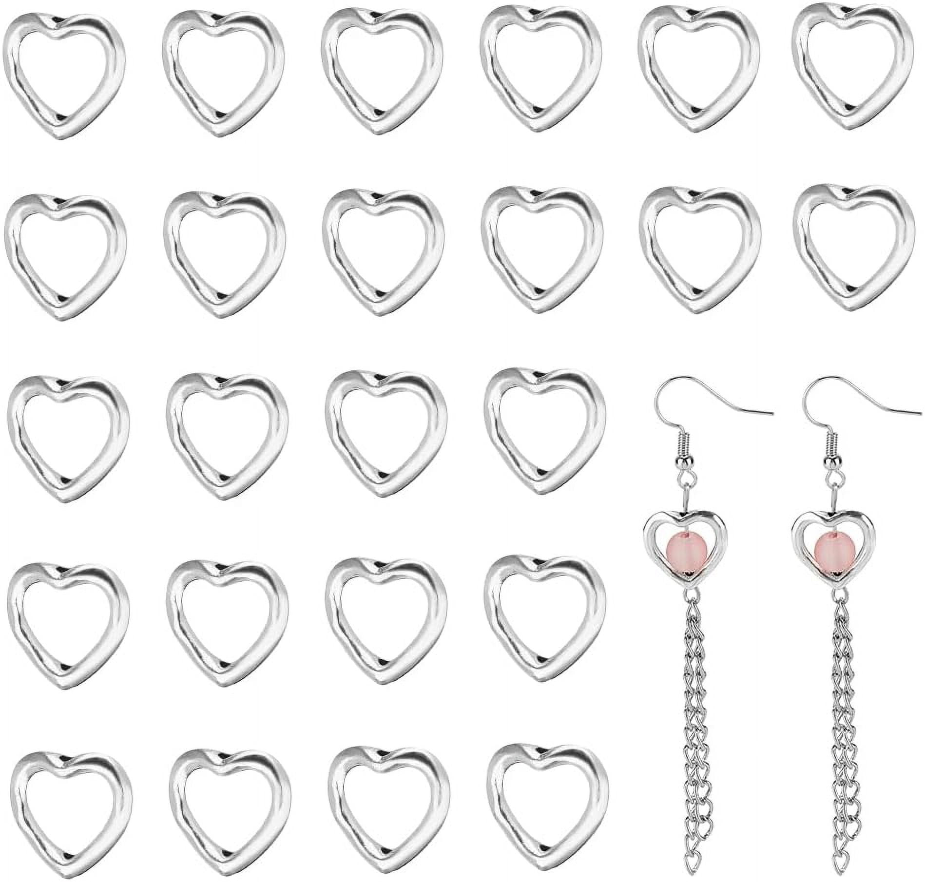 60 Pcs Antique Silver Heart Charms - Zinc Alloy Jewelry Making Supplies, 11x10mm Loose Beads