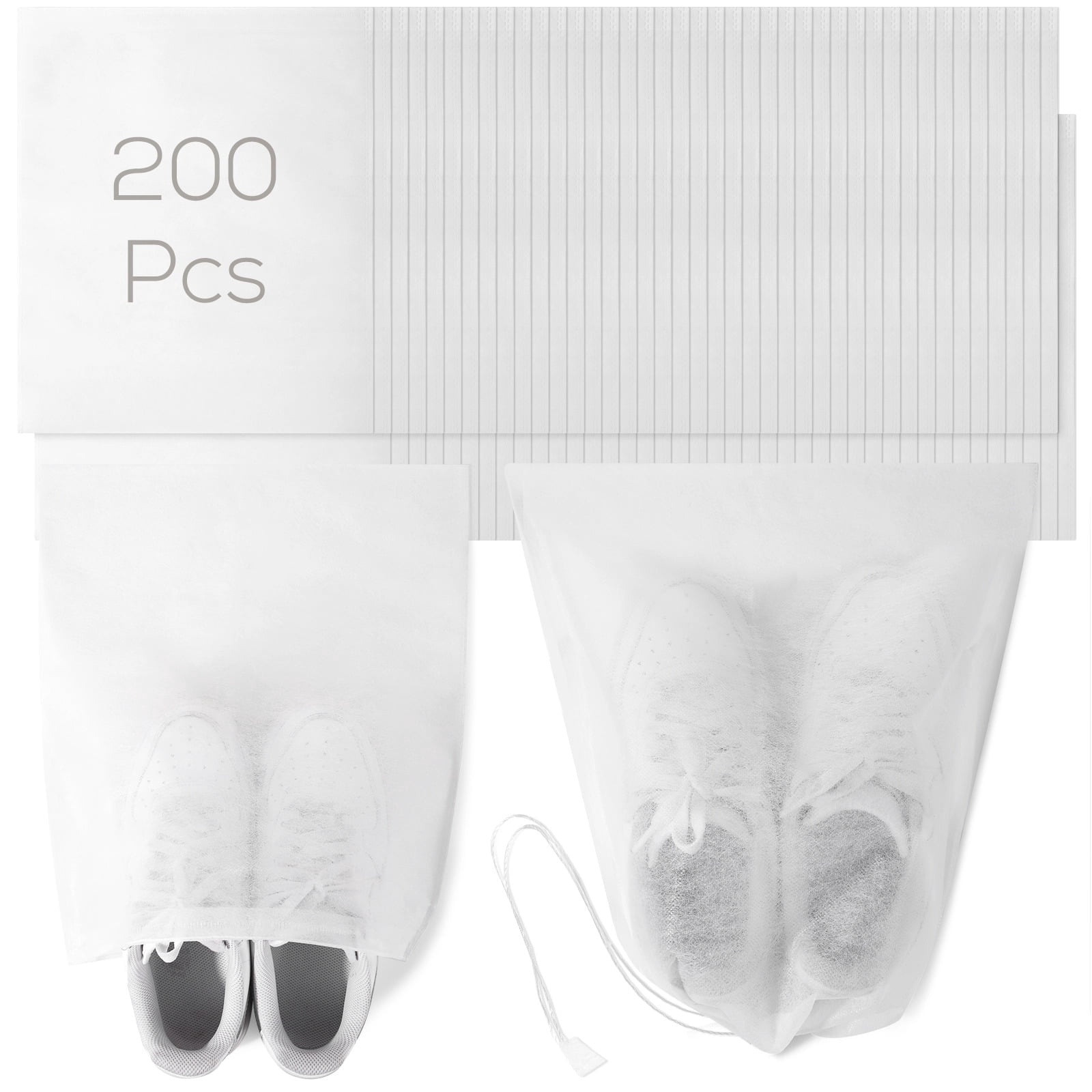 200 Pcs Travel Shoe Bags, 12.1×14.4in Dustproof Drawstring Shoe Storage Bags, Breathable Non-Woven Shoe Covers, Portable Shoe Pouches, Travel Storage Organizers for Purse, Boots