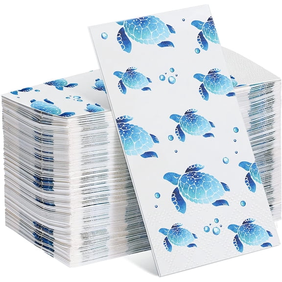 200 Pcs Turtle Disposable Hand Towels Paper Napkins for Bathroom Guest Decorative Soft Towels Ocean Party Supplies Summer Sea Decoration for Graduation Birthday Holiday Wedding Baby Shower