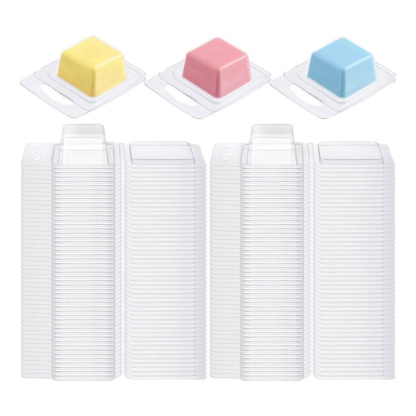 200 Pcs Wax Melt Molds Clear 1 Oz Square Candle Molds for DIY Chocolates Wax Melt Wickless Candles Soap M