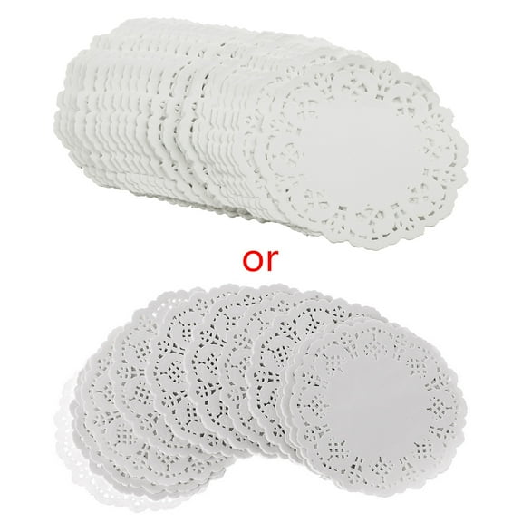 200 Pcs White Lace Round Paper Doilies Cake Packaging Pads Wedding Tableware