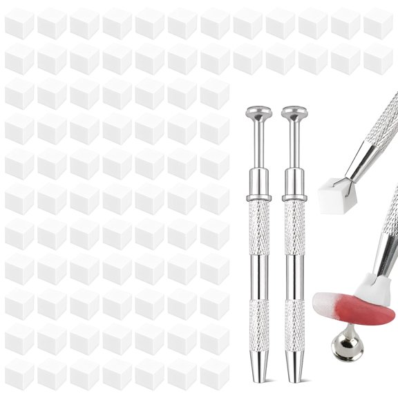 200 Pcs White Ombre Sponges for Nail, Soft Nail Sponge with Grabbing Pen and Storage Box, Blooming Nails Art DIY Tools for Professionals and Beginners