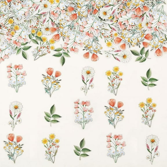 200 Pcs Wildflower Confetti for Girls, Wildflower Scatter Paper Table Decor, Pink Floral Flowers Confetti Decorations For Wedding Bridal Baby Shower Birthday Party