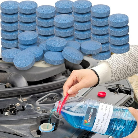 200 Pcs Windshield Washer Fluid Tablets,Wiper Fluid Concentrate,1 Pack Makes 200 Gallons.Window Glass Cleaner, Remove Glass Stains, Clear Vision (Use With De-icer or Methanol for Winter)