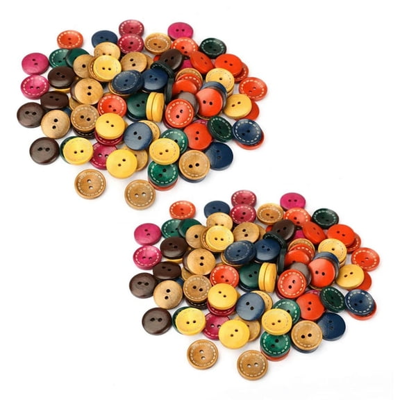 200 Pcs Wooden Dolls Buttons Children Buttons Wooden Buttons Button DIY Crafts
