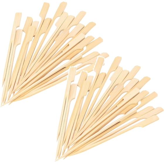 200 Pcs Wooden Paddle Picks, Bamboo Skewers Toothpicks Cocktail Skewers Toothpicks Cocktail Picks Wooden Paddle Skewer Mini Food Sticks for Cocktails Grilling Appetizers Fruits Barbeque, Beige 9.84"