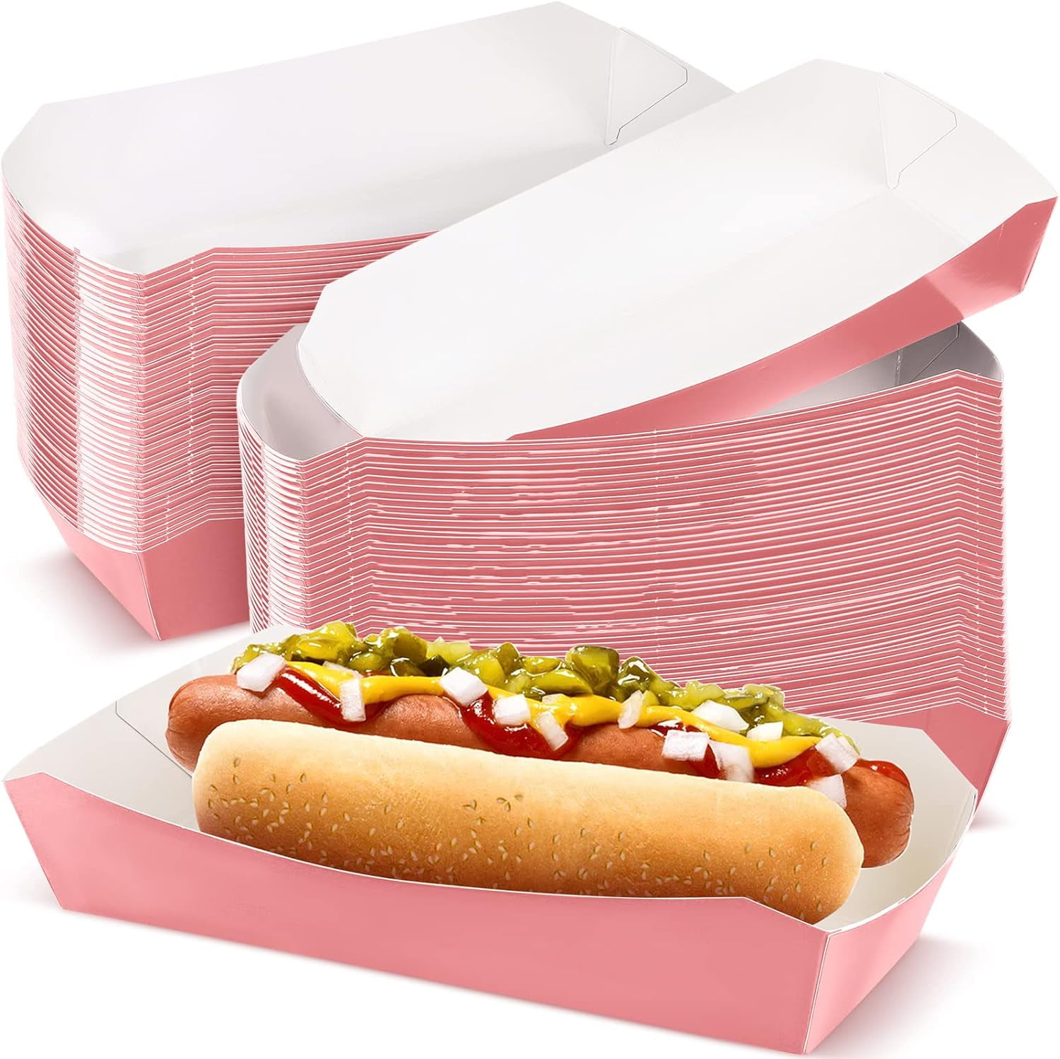 200Piece 7 Inch Paper Hot Dog Tray Grease Resistant Food Boats for