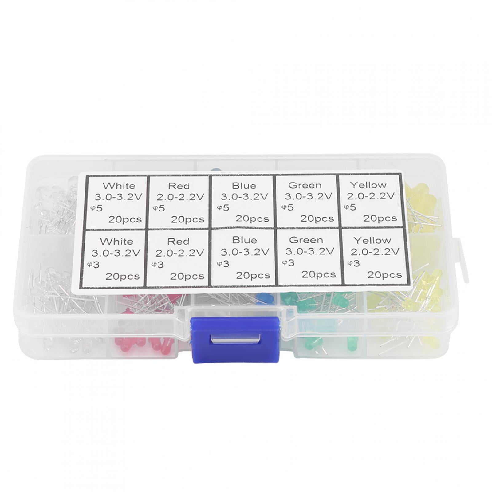 200-Piece Assortment Emitting LED Diodes Light Kit, 3mm and 5mm ...