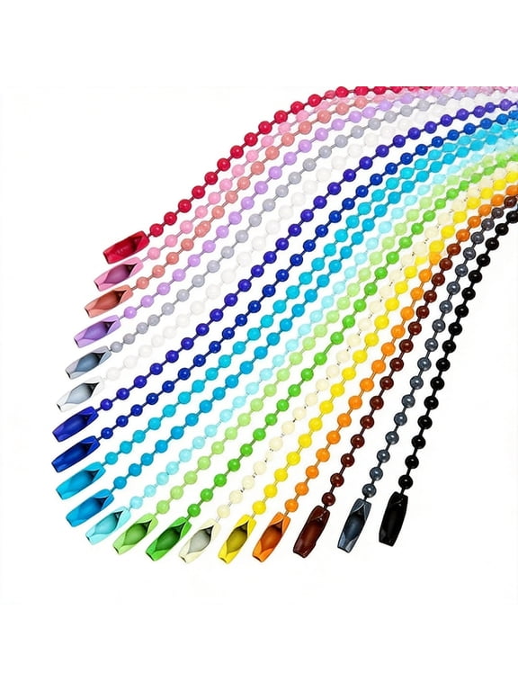 200-Piece Bulk Colored Ball Chain Keychains, 4.7" Metal Bead Chain Connectors for Keychains, Jewelry, Tags, and DIY Crafts - Vibrant Assorted Colors