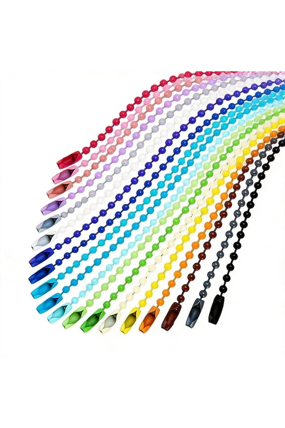 200-Piece Bulk Colored Ball Chain Keychains, 4.7" Metal Bead Chain Connectors for Keychains, Jewelry, Tags, and DIY Crafts - Vibrant Assorted Colors
