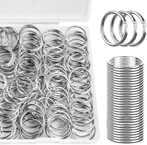 Simple Silver Key Rings 200 Piece Bulk Pack Silver Key Rings - 25mm Metal Split Rings for ...
