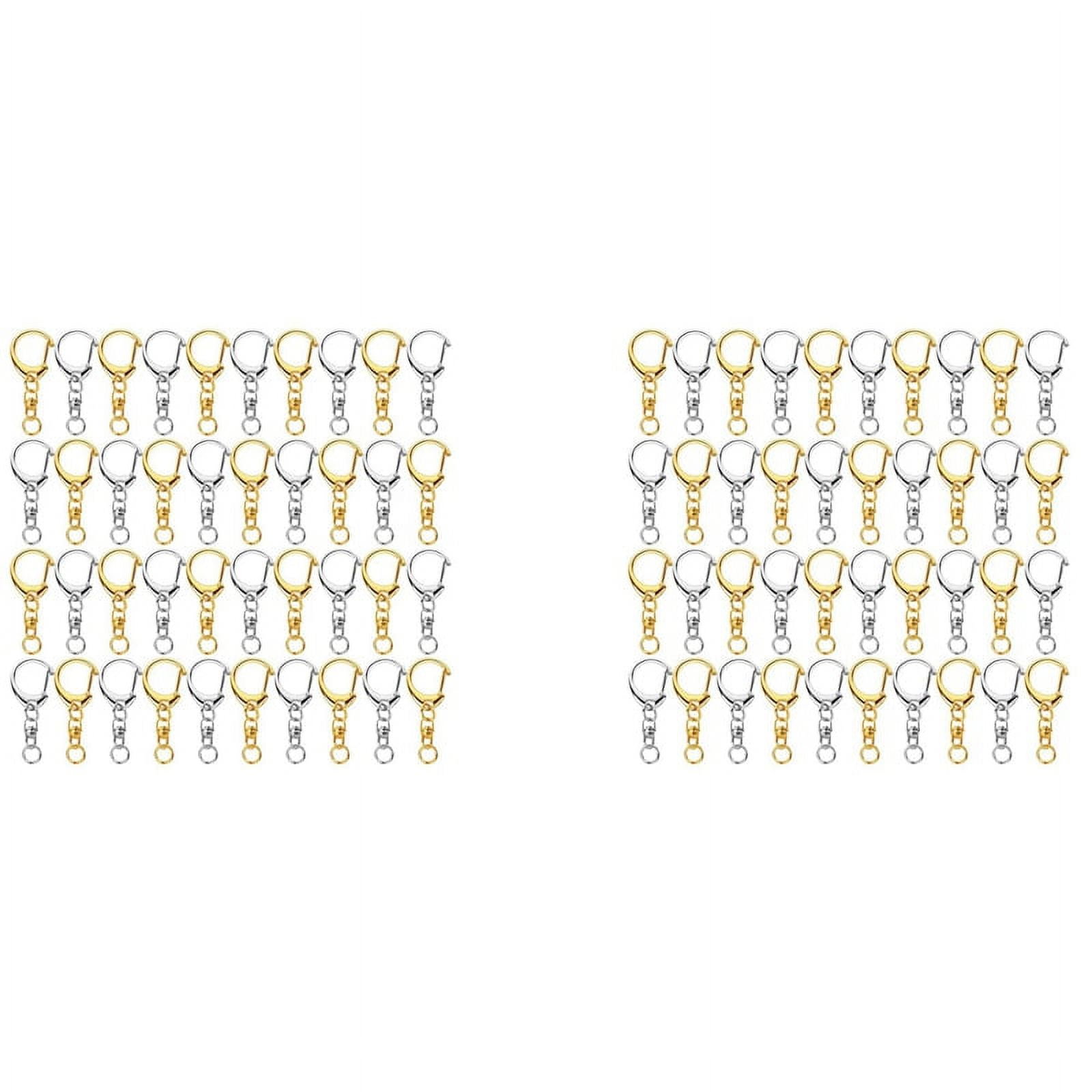 200 Piece D Hook Keychain Hardware with Jump Rings, Metal Split Key Ring Clips Chain for Craft Charm Making DIY