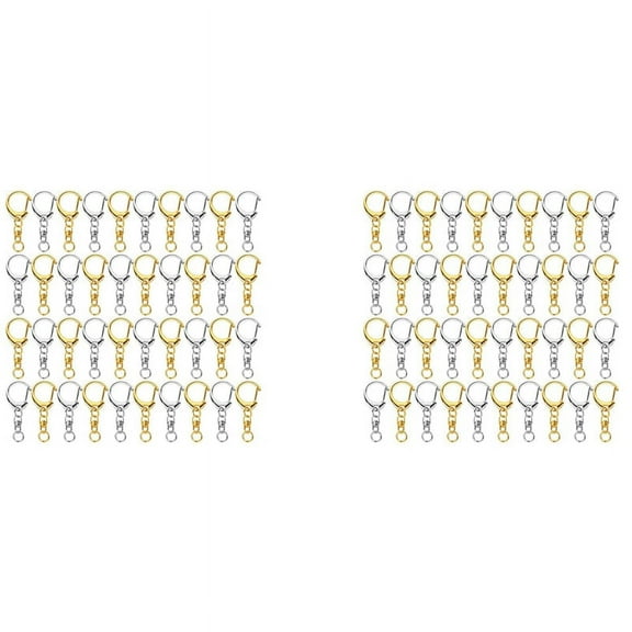 200 Piece D Hook Keychain Hardware with Jump Rings, Metal Split Key Ring Clips Chain for Craft Charm Making DIY