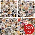 thumbnail image 1 of 200-Piece Holographic Kawaii Cat Meme Stickers, Cute Waterproof Vinyl Decals for Journaling, Scrapbook, Laptop, Water Bottle and Pet Party Decor, 1 of 14