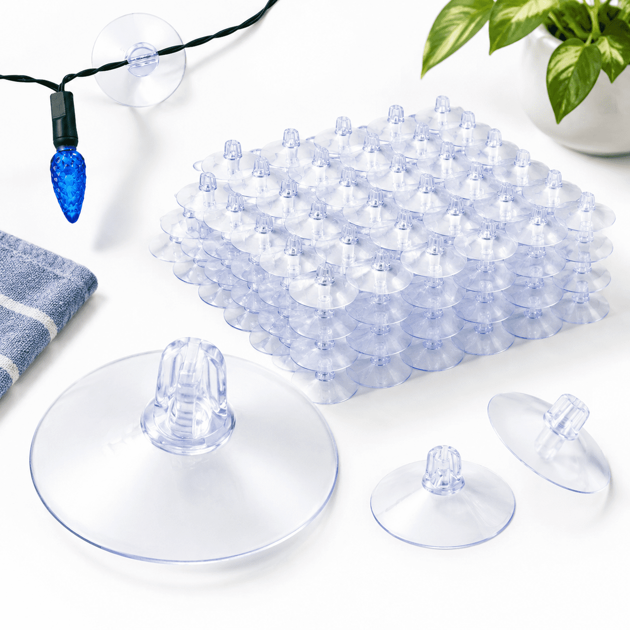 200-Piece Suction Cup Hooks for Christmas Lights, Windows, and Non ...