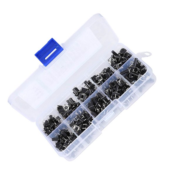 200-Piece Tact Switch Kit Premium Micro Tactile Push Button Switch Set with 10 Sizes for Industrial Electronics and DIY Circuit Hardware Projects (10W, 4.3mm - 13mm Heights)
