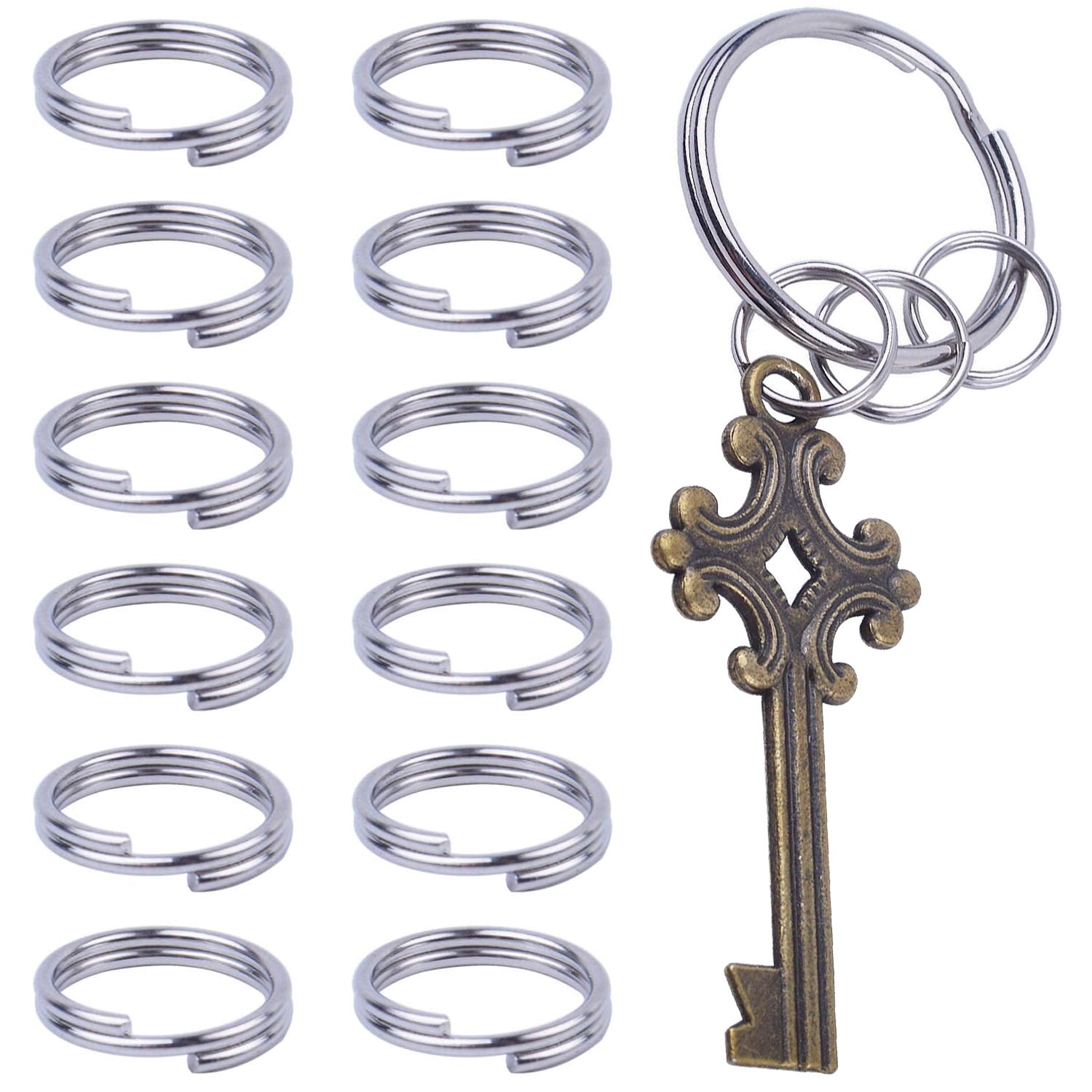 200 Pieces 10mm Diameter (Silver)，Small Key Chain Rings Split Ring Key ...