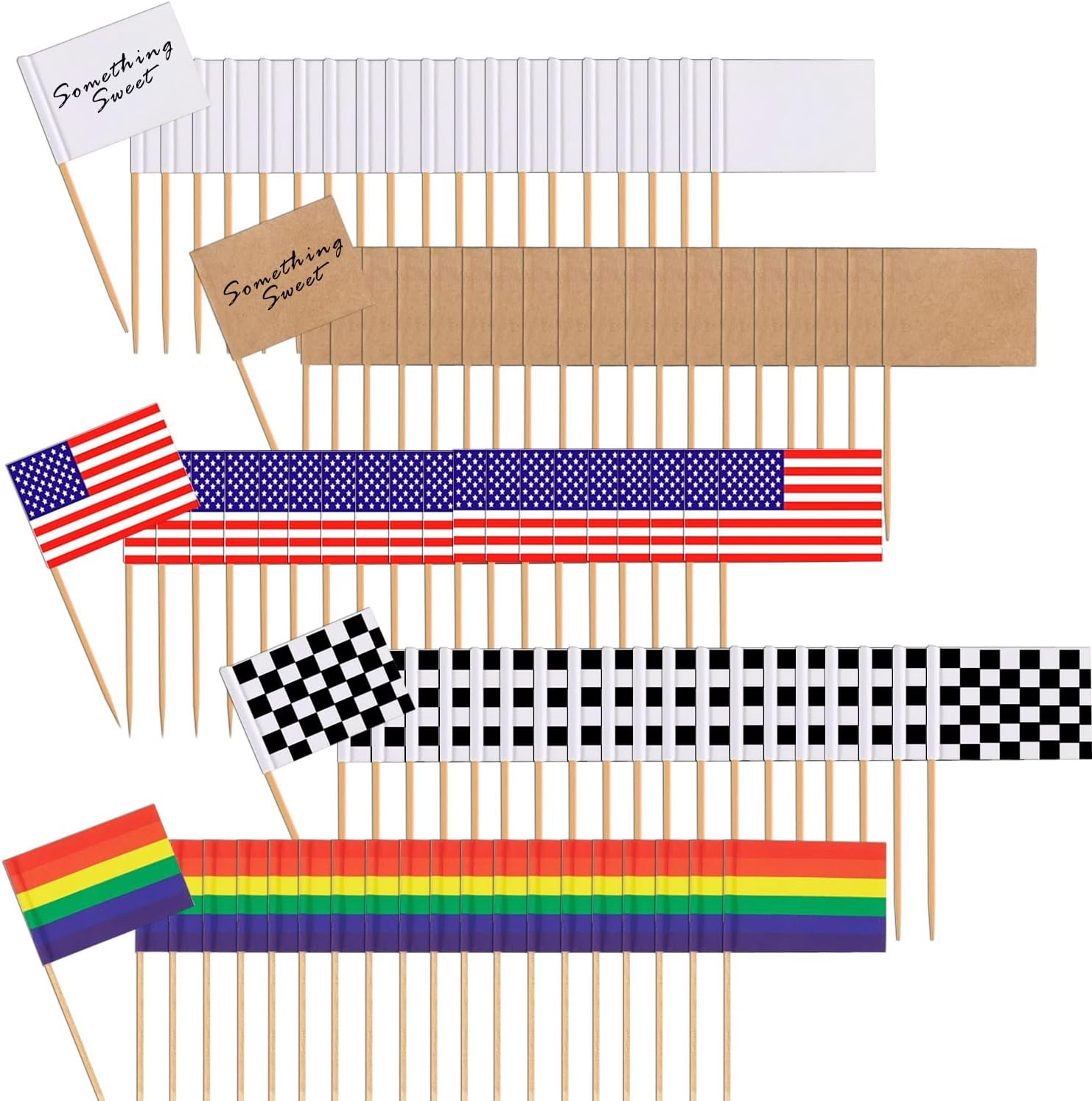200 Pieces 5Colors Toothpick Flags Cheese Markers Food Labels for Party