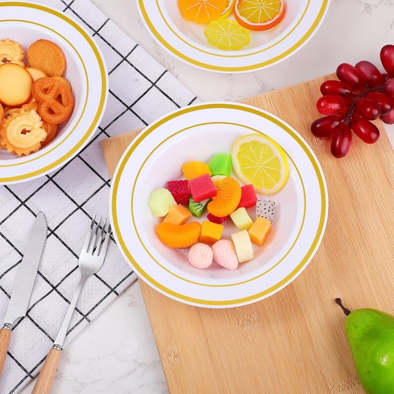 200 Pieces 6 oz Plastic Bowls with Rim