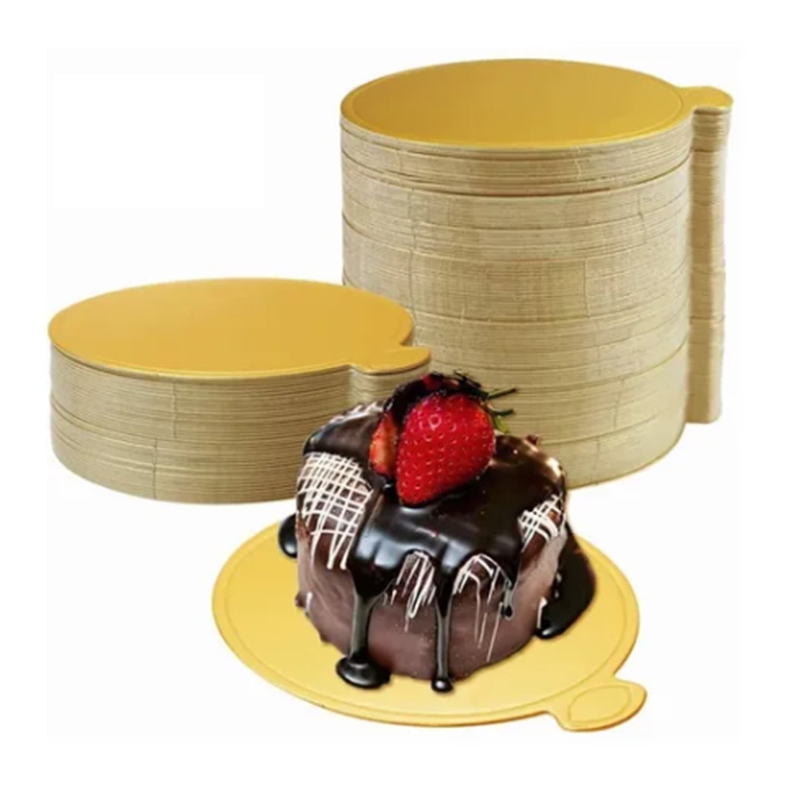 200 Pieces 90mm Round Golden Cardboard Cake Base, Mousse Base Cake Base ...