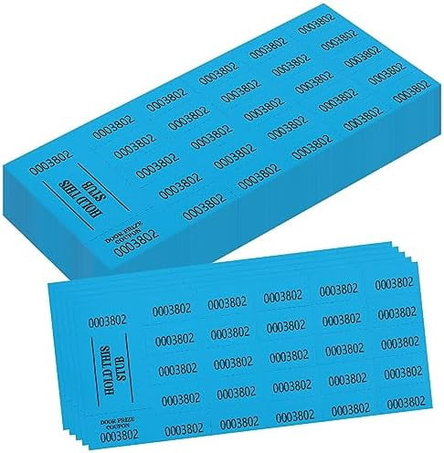 200 Pieces Auction Raffle Tickets Chinese Ticket Raffle Tickets Sheets Basket Auction Ticket Blue 4"× 9" 200 Numbers for Drink Door Prize Fundraiser Silent Carnival Penny Auction Events