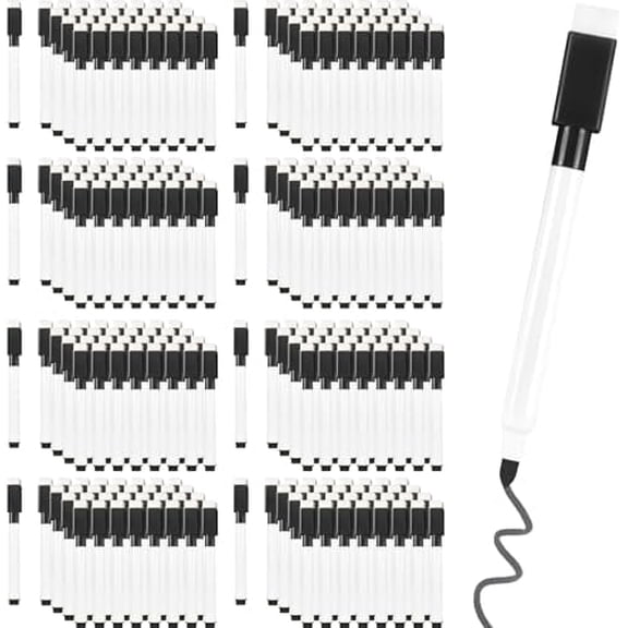200 Pieces Black Magnetic Dry Erase Marker with Eraser Cap, Whiteboard Mini Dry erase Markers Bulk, Fine Tip Small Dry Erase Markers for Office Supplies