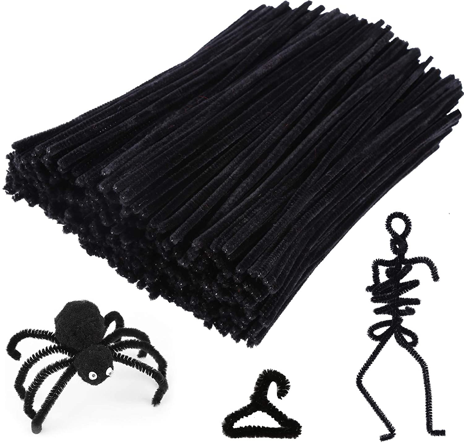 200 Pieces Black Pipe Cleaners Craft Chenille Stems for DIY Art Creative  Crafts and Decorations (12 Inch x 6 mm)