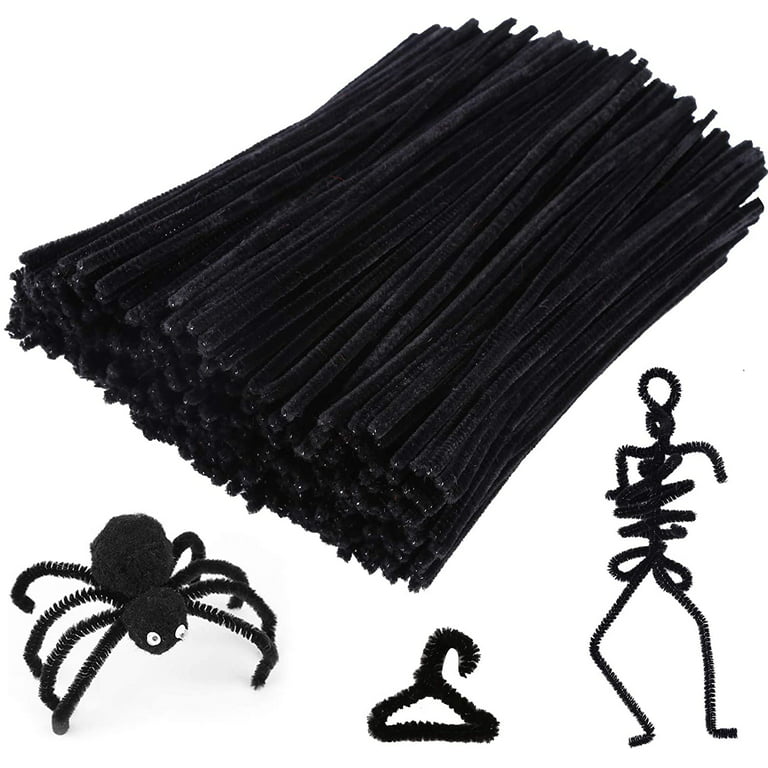 Iooleem 200pcs Black Pipe Cleaners, Chenille Stems, Pipe Cleaners for Crafts, Pipe Cleaner Crafts, Art and Craft Supplies.