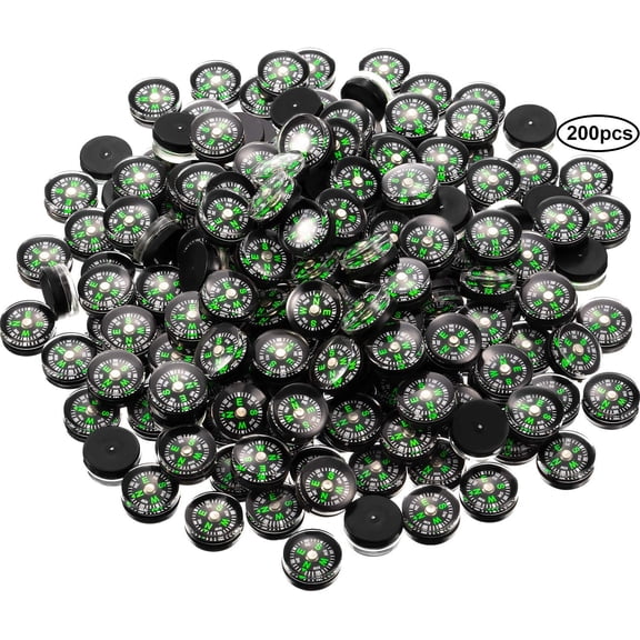 200 Pieces Button Compass Mini Black Survival Compass Oil Filled Compass for Camping Hiking Boating Touring
