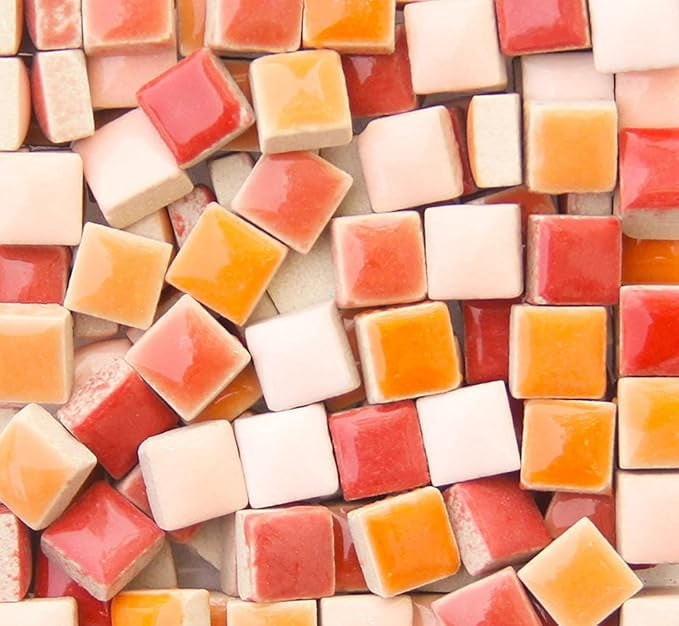 200 Pieces Ceramic Mosaic Tiles – 0.4x0.4", for Crafts, Mosaic Projects, Color Mix, Available in 8 Color Options (Purple, Full Color, Coffee, Red/Orange, Green, Blue, Black/White/Gray, Treasure Blue)